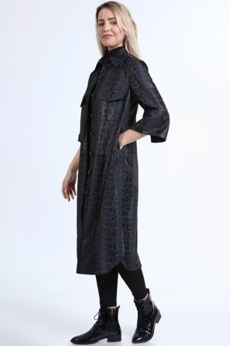 31513 SUEDE - SNAKE PRINT  SHIRT DRESS