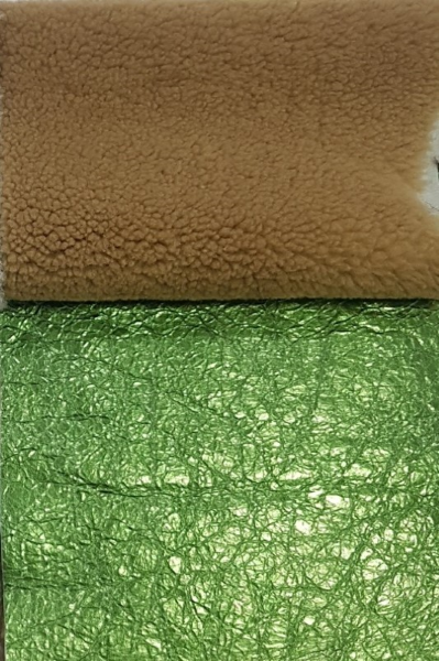 849-34 METALLIC GREEN-BEIGE CURLY WOOL